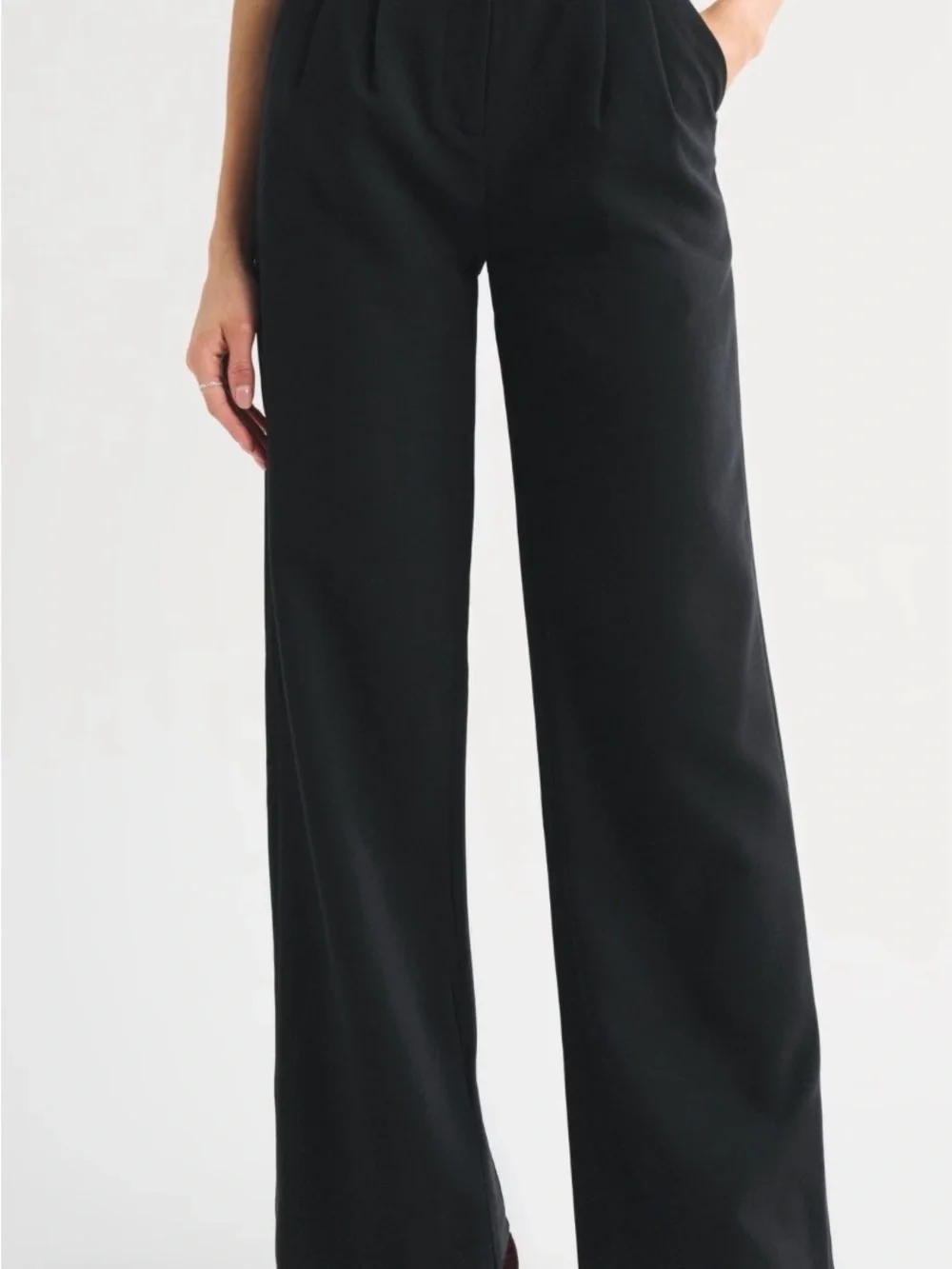 NWT Abercrombie & Fitch Sloan Wide Leg Trousers in Black size 10S